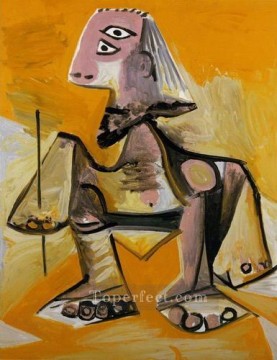 Abstracto famoso Painting - Homme accroupi 1971 Cubismo